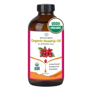 Organic Rosehip Seed Oil for Face, USDA Certified, Cold Pressed, Unrefined, 100% Pure Natural Rose Hip Oil for Anti-Aging, Acne Scar Treatment, Skin & Hair Care, Gua Sha Massage, 1 fl.oz / 30ml