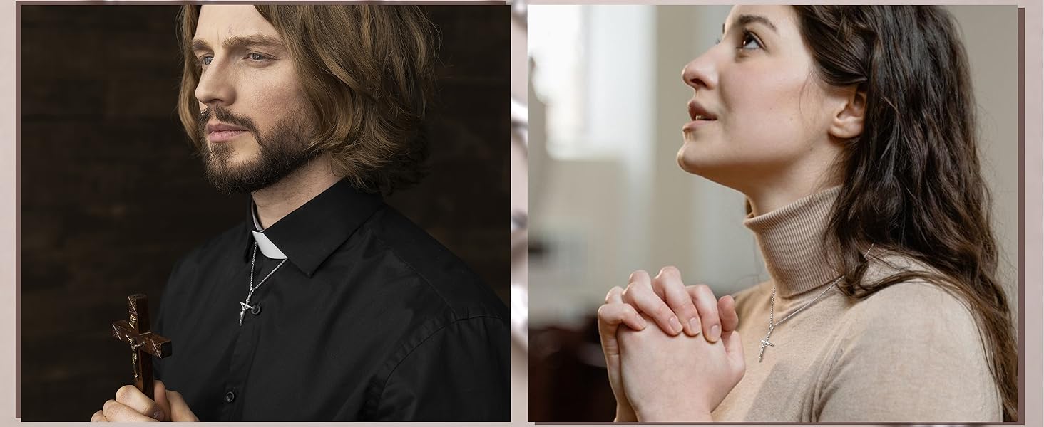 925 Sterling Silver Crucifix Necklace for Men Women, 2mm Sterling Silver Rolo Chain with Small or Large Crucifix Pendant, Jesus Crucifix Cross Necklace 16-24 Inches Christian Religious Jewelry Gifts