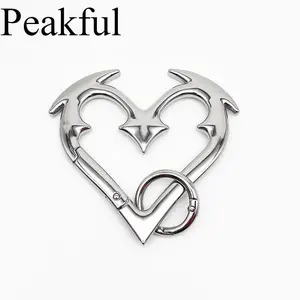 Gothic Heart Carabiner Keychain Heavy Duty Zinc Alloy  Fashionable & Bold Design Durable Clip for Keys & Bags Perfect Statement Accessory for Unique Personal Style