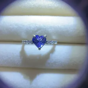 <PingEast jewelry > Tanzanite——925 sterling silver heart-shaped ring set with a natural Tanzanite, with certificate