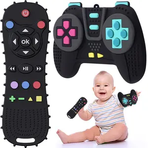 Baby Remote Control Sensory Teether Teething Relief Set - BPA-Free Silicone Chew Toy, Safe Gift for Infants 3-6 Months & 6-12 Months