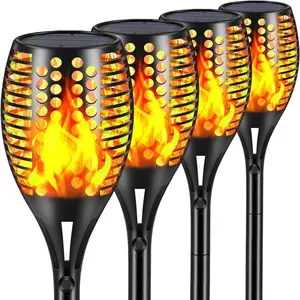 Upgraded large-scale solar torch lamp, waterproof outdoor dancing flame lamp, flickering flame garden lamp, landscape decoration path garden lamp, 43-inch 96 LED (4 sets)