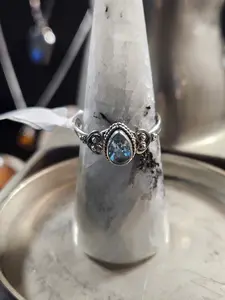 Blue Topaz Silver Ring 9
