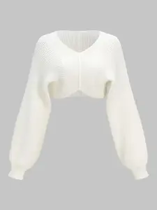 Spring & Fall Women's Sexy Feminine Fitted Long Sleeve Short Cropped Split Design Sweater Pullover, Fashion Casual Versatile Top, Stylish Knitwear for Ladies Womenswear