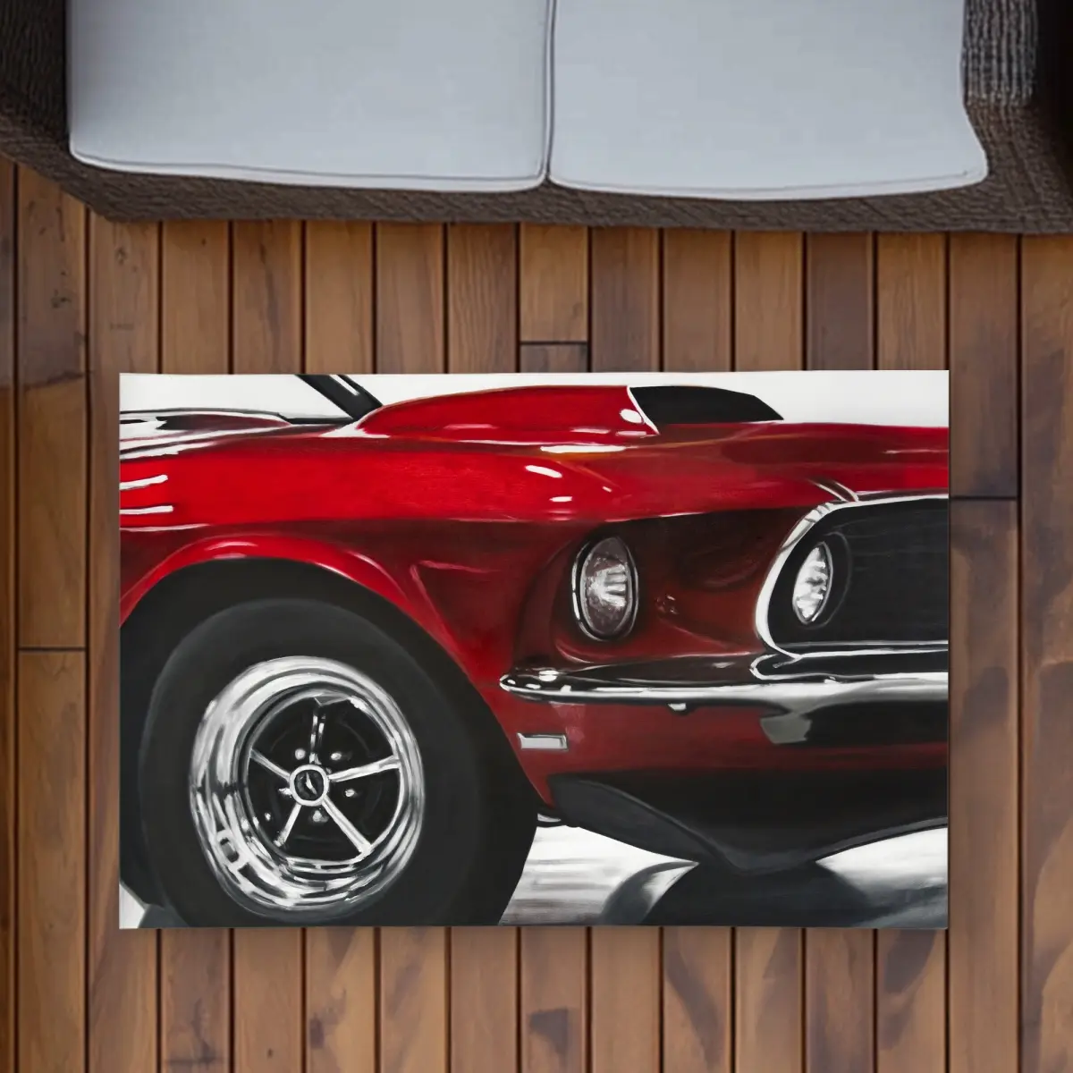 360 stand Polyester Classic Red Car Hyperrealist Rectangle Area Rug, 2x3 ft, Indoor/Outdoor Use, Rectangular Shape, Home Decor with True Hyperrealism Detail, Supercar Area Rugs, Decorative Rug, Vehicle-Shaped Area Rugs