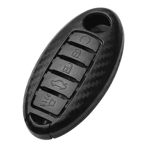 Smart Key Fob Case 3D Carbon Fiber ABS Plastic Emboss Cover for INFINITI JX35 Q50 Q60 QX56 QX60 QX80 for NISSAN ALTIMA ARMADA MAXIMA MURANO PATHFINDER ROGUE 5 Button Keyless Entry Remote