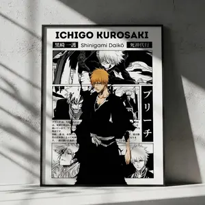 Ichigo Bleach Anime Poster, Manga Wall Artwork Prints, Home Decor Gift