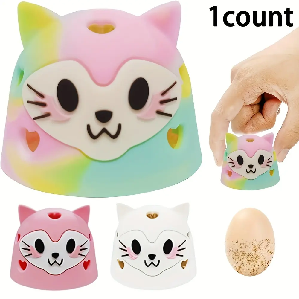 Reusable Silicone Egg Brush with Cat Pattern, 3 Colors Available, Ideal for Cleaning Fresh Poultry Eggs, Kitchen Egg Cleaner Tool