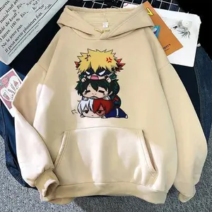 Autumn Winter Hooded Pullover Cartoon My Hero Academia Anime Hoodies Deku Bakugou Katsuki Todoroki Shoto Print Hooded Sweatshirt