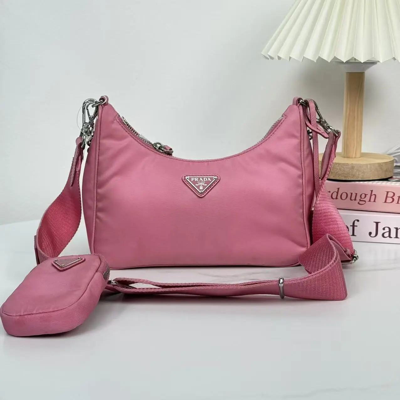 Pre-owned PRADA Pink Tessuto Nylon 2005 Re Edition Shoulder Bag