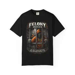 Felony Moves prison hooded figure T-shirt | inmate bars graphic tee