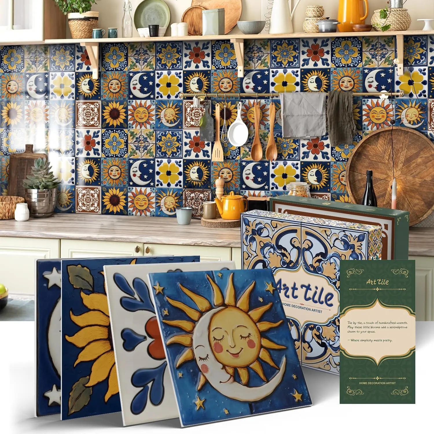 Decorative Peel-and-Stick Tile Stickers, Waterproof Wall Backsplash & Cabinet Decals (12 Sheets), Tiles Sticker