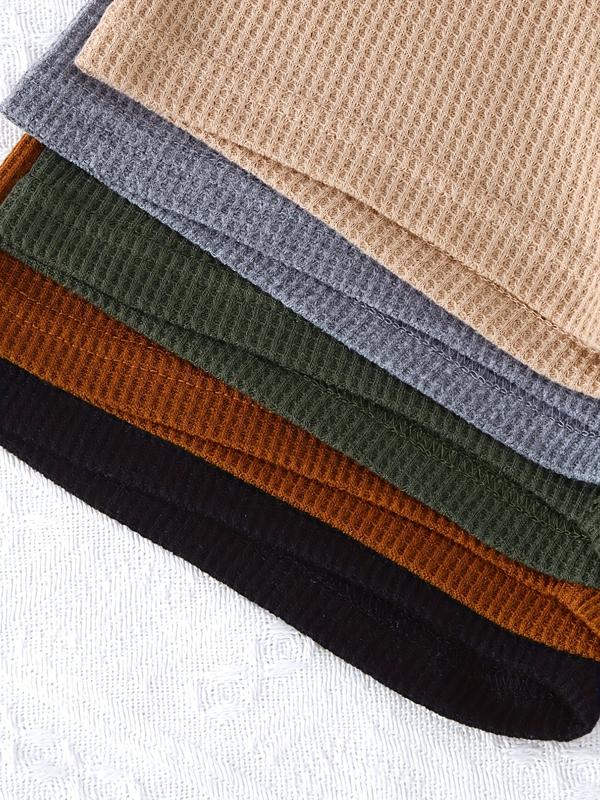 Boys' Casual Waffle Knit Short Sleeve Shorts Set, Soft Comfortable Plain Color, 10 Piece Set, Perfect for Daily Wear Boys' Casual Waffle Knit Short Sleeve Shorts Set, Soft Comfortable Plain Color, 10 Piece Set, Perfect for Daily Wear