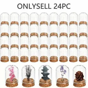 24pcs Wedding decor! Elegant Handmade Almond Candies in Glass Jars—With Cork Stoppers, White Display Cloth. Durable Glass, Dome Accent. For Weddings, Mother's Day, Artistic Displays & Party Favors