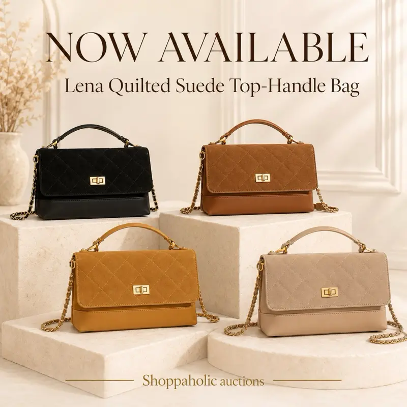 Lena Quilted Suede Top-Handle Bag