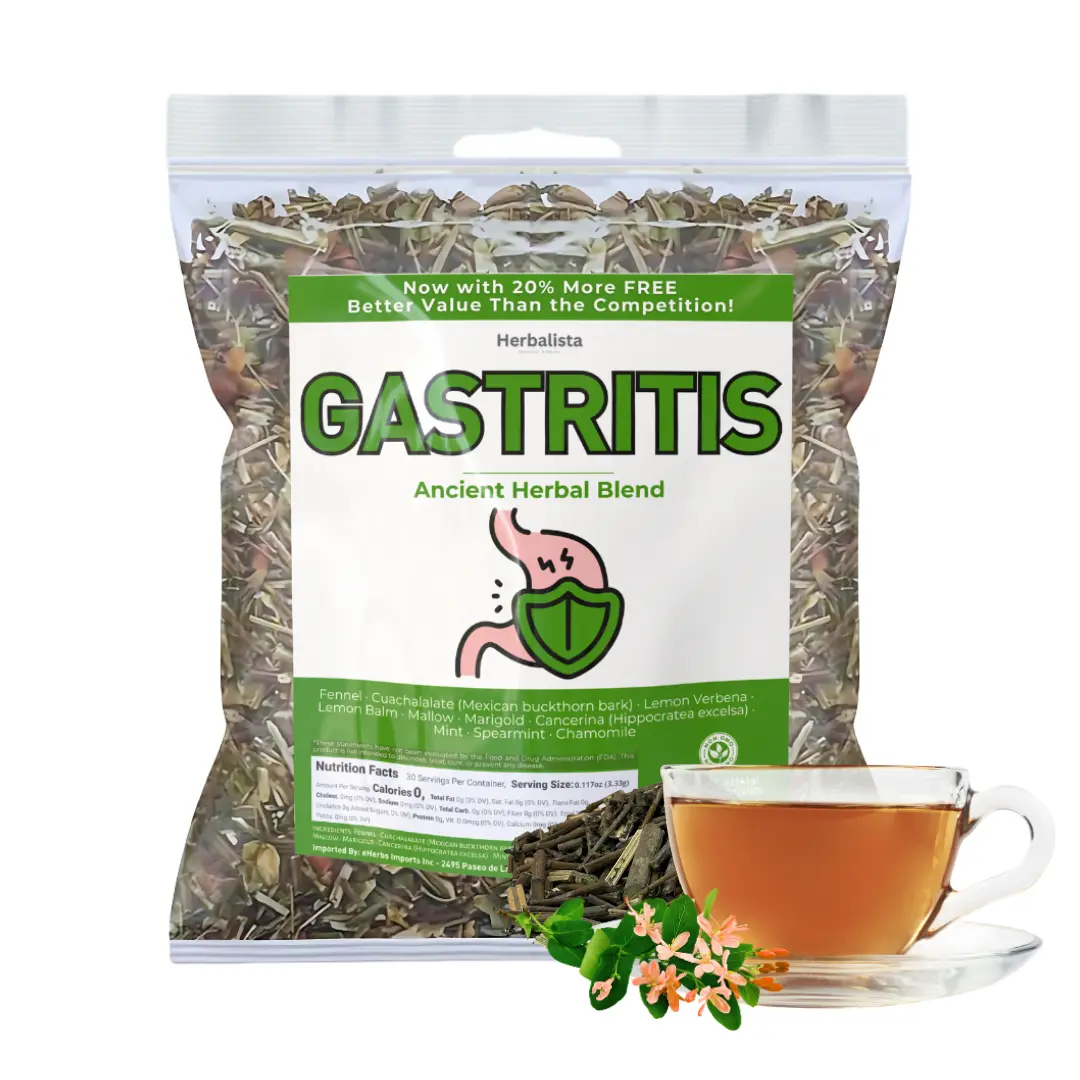 Herbalista Viral Gastritis-BYE Herbal  Compound Tea 5oz (141g) – 100% Natural Herbal Infusion – Compuesto de Hierbas Naturales – Makes 40+ Cups – Herbal Mixture for Digestive Comfort – Té para Bienestar Estomacal – Non-GMO | No Cafeína