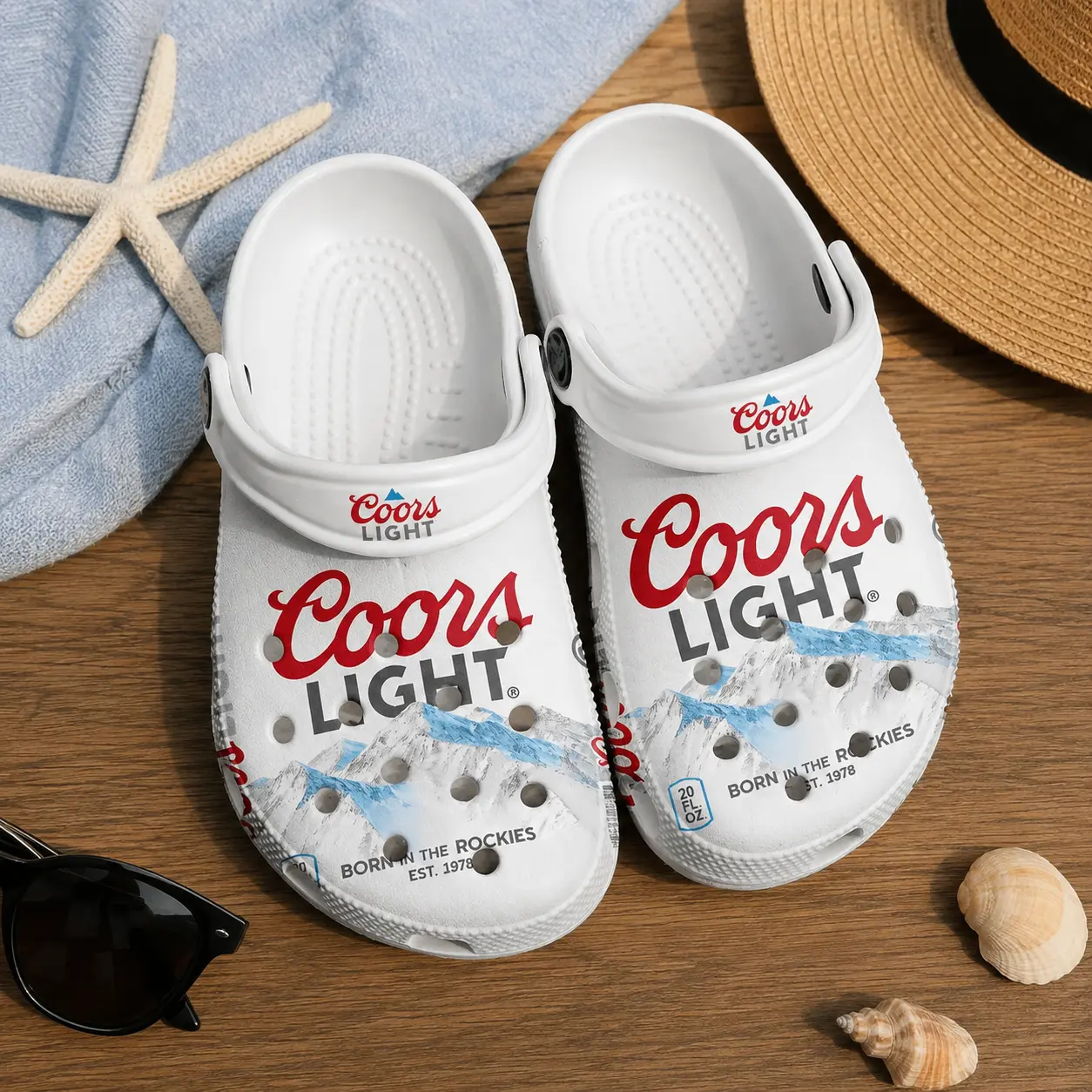 White Graphic Clogs Shoes, Mountain Print Clog Shoes, Lightweight Casual Comfort Footwear for Women Men