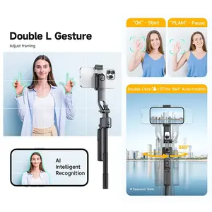 AI Gimbal Tripod Jumping Selfie Stick 360° Auto Face Tracking Pop Up Stabilizer All-in-One Holder For Smartphone Vlogging Travel