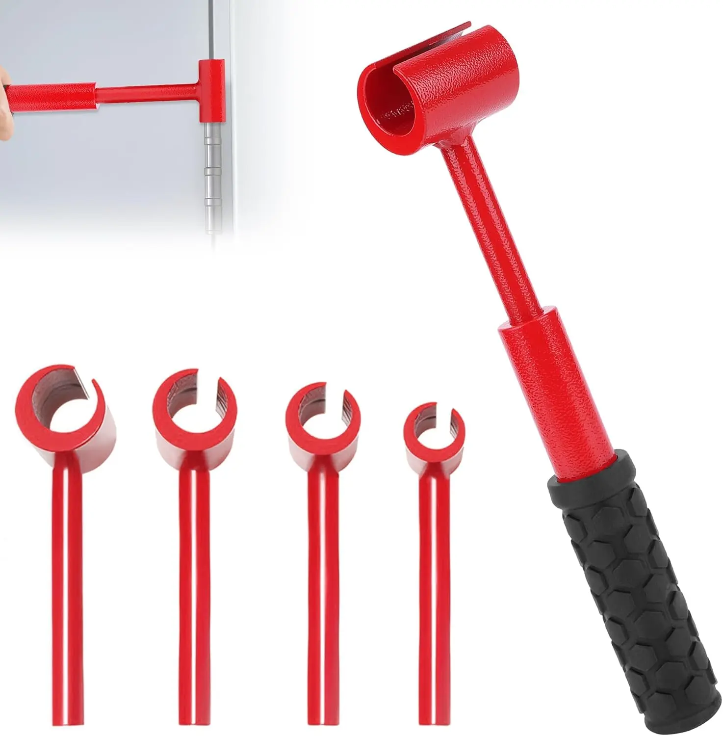 4 in 1 Door Hinge Adjustment Tool, Multi-Size Hinge Gap Adjustment Wrench Tool Set for Round Bolt Standard Gauge 0.53-0.97 Inch, Stainless Steel Hinge Wrench with Rubber Handle for Repair