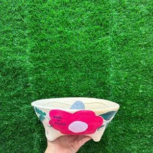 Clay Molcajete Flowers 9In (Set 1 piece).