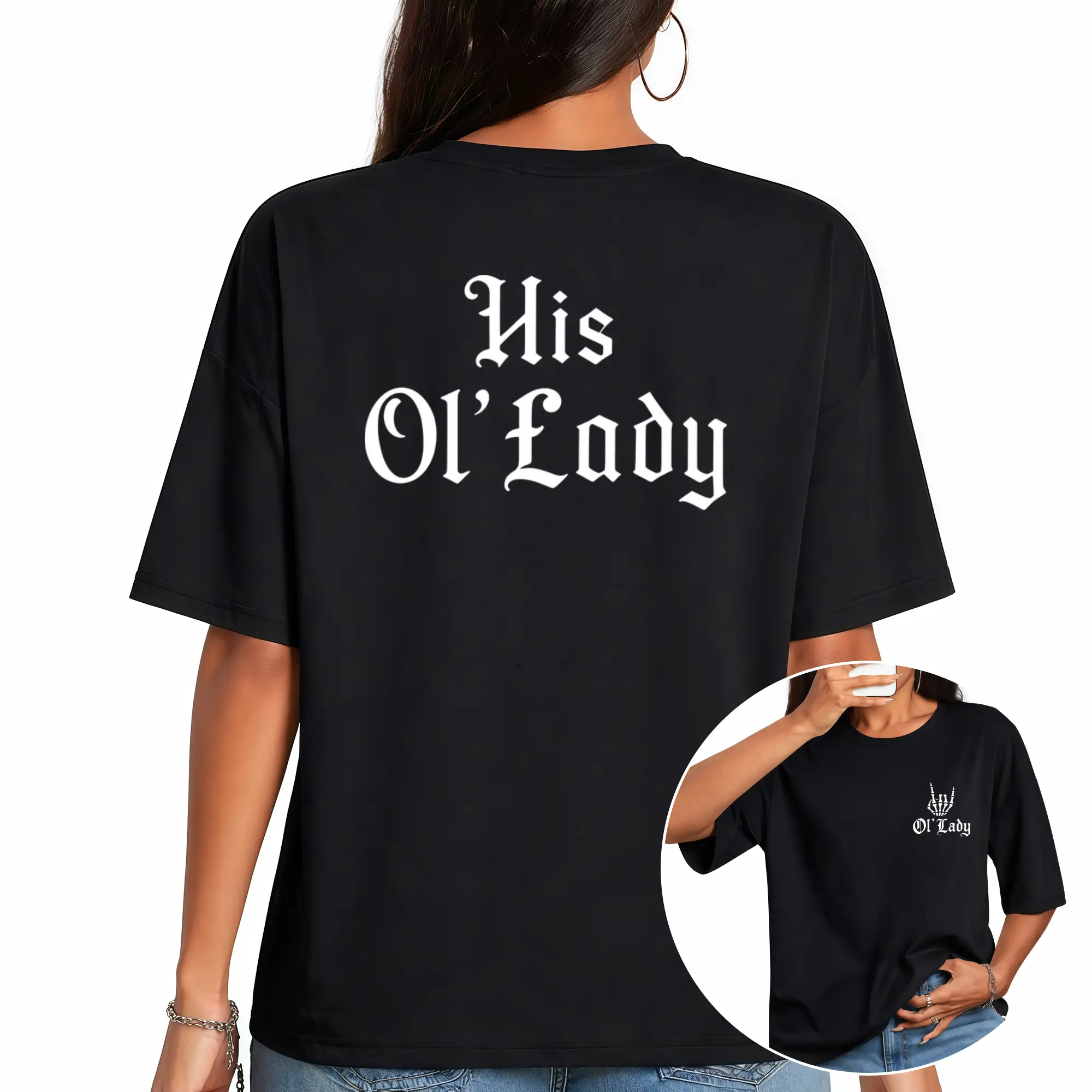 Women’S Biker T Shirt, “His Ol’ Lady” Ride Or Die Motorcycle Graphic T Shirt, Women’S Motorcycle Wife Tee,  Short Sleeve Tee