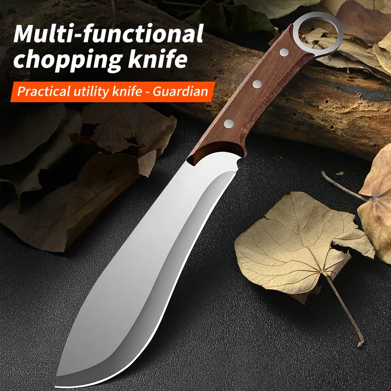 Heavy Duty Meat Cleaver Knife Full Tang Forged Chopper Edge Sharp Outdoor BBQ Chopping Knife with Sheath 13.5 Inch,blade,damascus,household,stainless,scale,kitchen,high,metal,edc,rainbow,carbon,straight