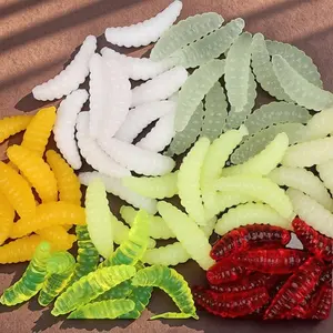 50 Night Glow Soft Baits Set, 2cm Bio Mimic Worm Shrimp Lure, Fluorescent Waterproof, Saltwater Freshwater Fishing, High Sensitivity