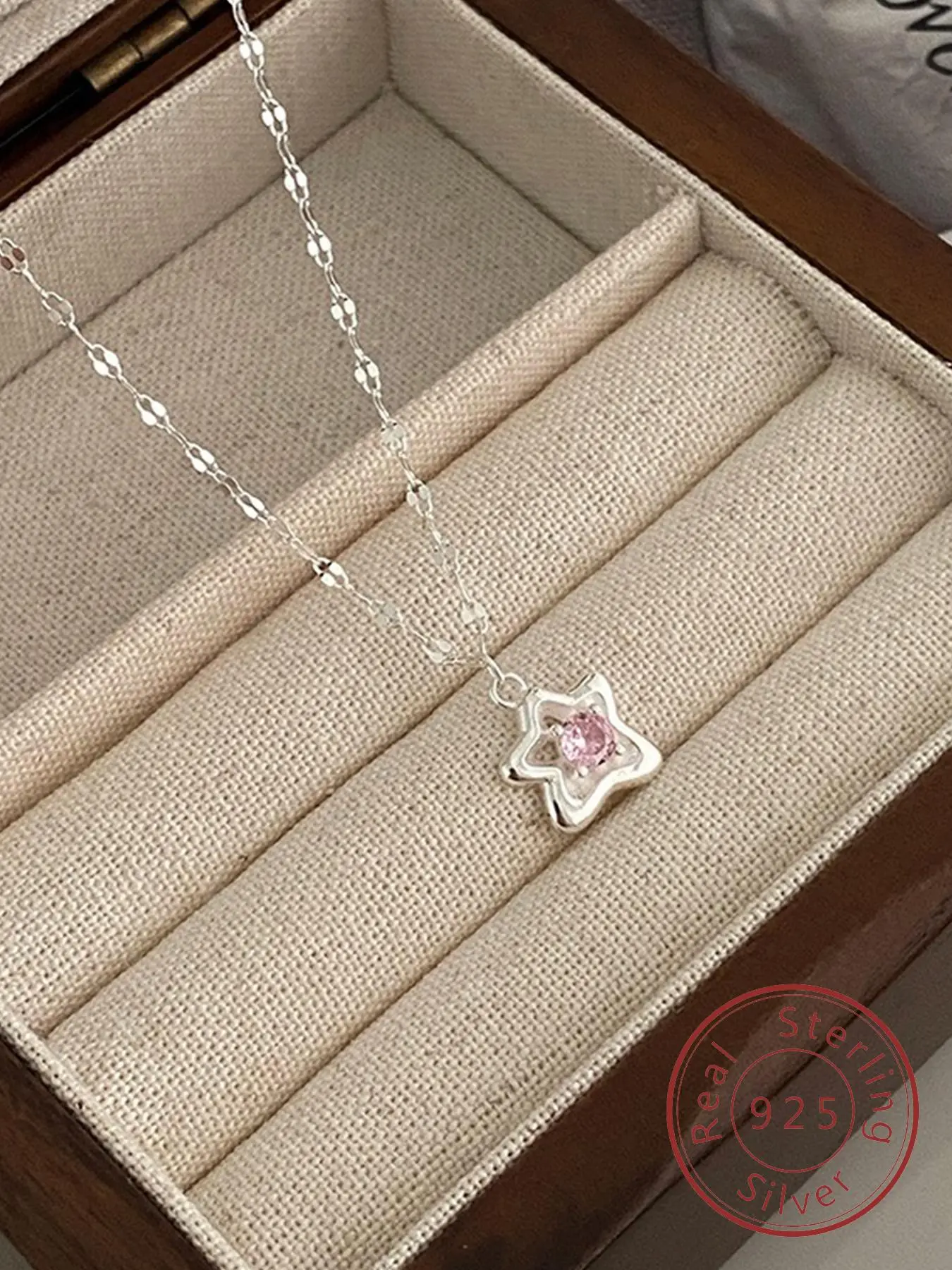 925 Sterling Silver Cute Starfish Pendant Necklace, Rhinestone Decor Necklace for Women & Girls, Fashion Jewelry for Party, Daily Decor, Exquisite Jewelry for Birthday Gift