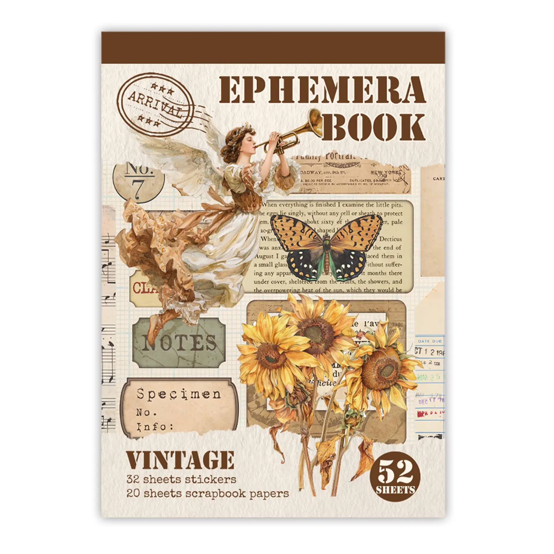 52 Sheets Retro Aesthetic Vintage Sticker Book For Junk Journal Water Bottle Laptop Phone Cellphone Decoration Handmade Scrapbook Material Decorative Stickers