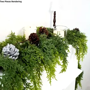 Lush Real Touch Winter Cedar Garland 72" - Perfect for Home Holiday Decor, Green Artificial Greenery Garland for Table, Mantle, Wall, Indoor, Outdoor Christmas Decorations，Christmas top-selling product Nature Ornaments , christmas gifts