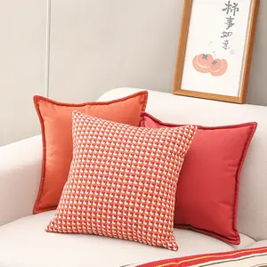 1Pc Yarn Dyed Jacquard Throw Pillow Cover 45x45cm Woven Texture Cushion Cover with Invisiable Zipper 18x18Inch Mutil-Color Pillowcase Classic Retro Home Decor without Insert