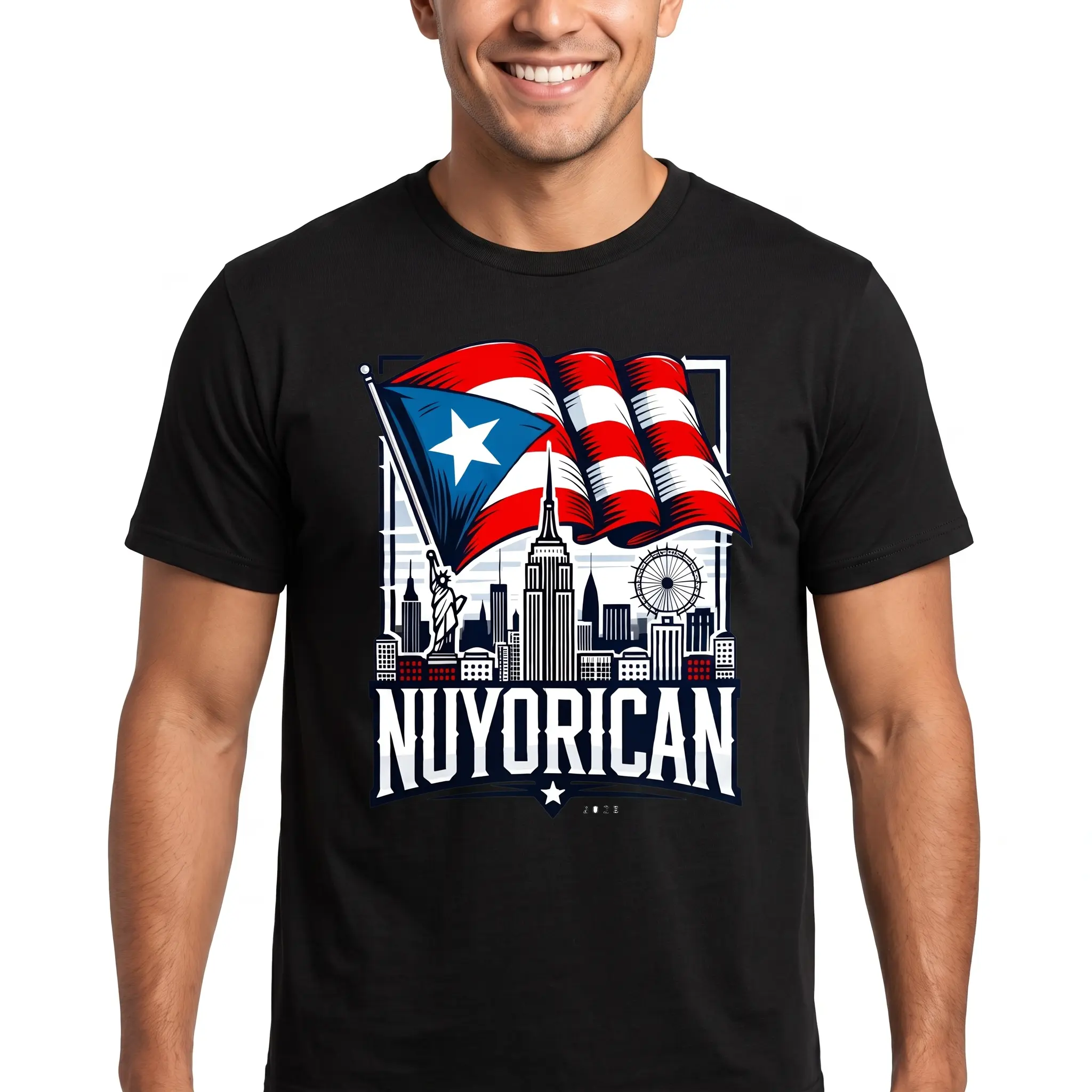 Men's Nuyorican New York City Puerto Rican Flag Cultural Print Sports Top - Casual, Round Neck, Short Sleeve, Slim Fit, Moisture-Wicking Pure Fabric, Machine-Washable, S-XXXL, Streetwear Style, Tops gym clothes men retro trendy