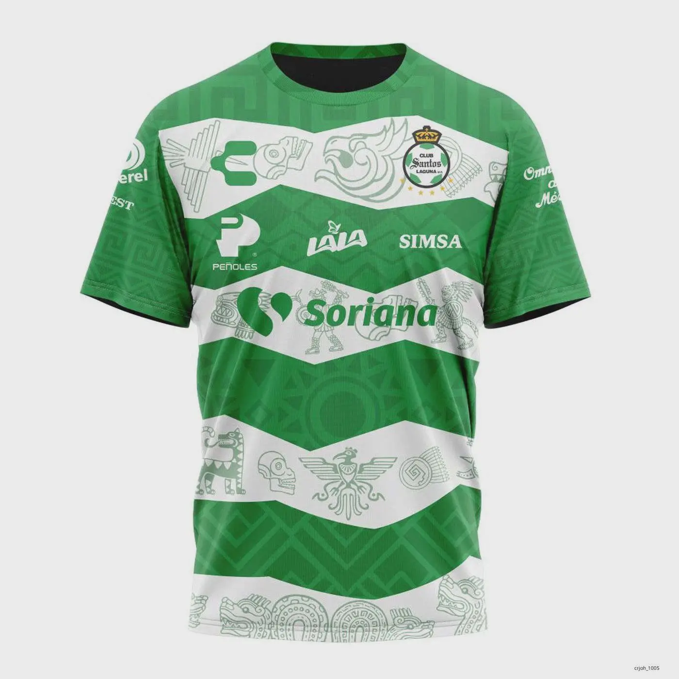 Personalized LIGA MX Club Santos Laguna Shirt 3D 2023-2024 Home Aztec Design