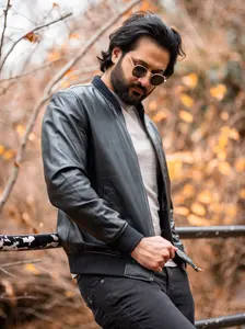 Men's Leather Bomber Jacket Genuine Sheepskin Black Jacket Classic Menswear Vintage Biker Coats Handmade