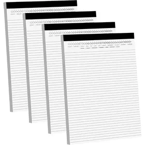 4 Pack Legal Pads 8.5" x 11" Note Pads with Date on Top, 50 Sheets Lined Paper Writing Pads, Narrow Ruled White Notepad Notebook for Office Business School College Supplies