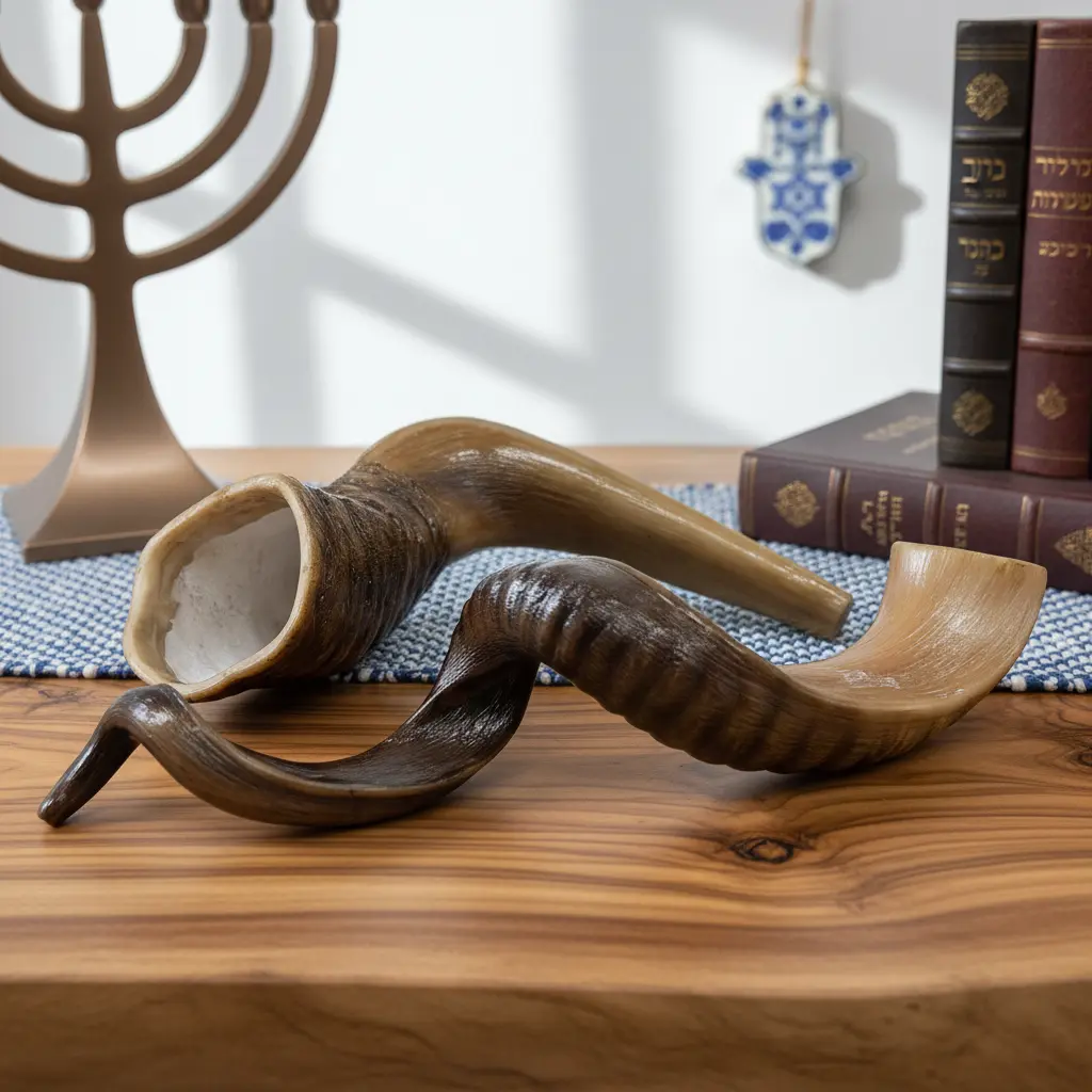 Authentic Yemeni Kudu Shofar - Large Polished Handmade Resin Spiral Horn (Non-Playable), Decorative Accent Statue, Horn Statue, Kosher Jewish New Year/Yom Kippur Decor, Biblical Spiritual Gift, Tribal Home Decor, Decorative Accent Statues, Handmade Resin