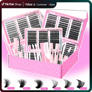 YIDUO 1560pcs  Eyelashes Clusters Extension Kit – 9 Styles (30D/40D/50D/60D/80D/100D/150D/200D/300D), Mixed Fluffy Individual Lashes with Lash Book, Multi-Volume & High Cost-Effectiveness, Includes Bond & Seal, for Beginners & Professionals