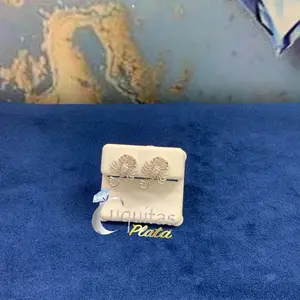 Aretes de escorpión con zirconias blancos 10mm de plata.925