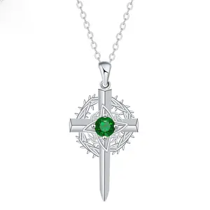 Celtic Cross Necklace with Green Gemstone – Protection, Faith, and Prosperity
