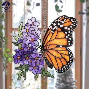 Monarch butterfly Window Hanging, Lavender Flowers Acrylic Window Hanging Art Decoration, Butterflies Acrylic, Gift for her, Mother Day Gift