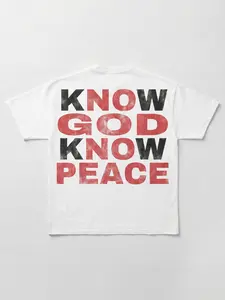 Know God Know Peace No God No Peace Inspirational T-Shirt For Man For Women Faith Based Religious Graphic Tee Casual  Crewneck Top unisex cotton knit fabric Printed Round-Neck Women's  T-Shirt