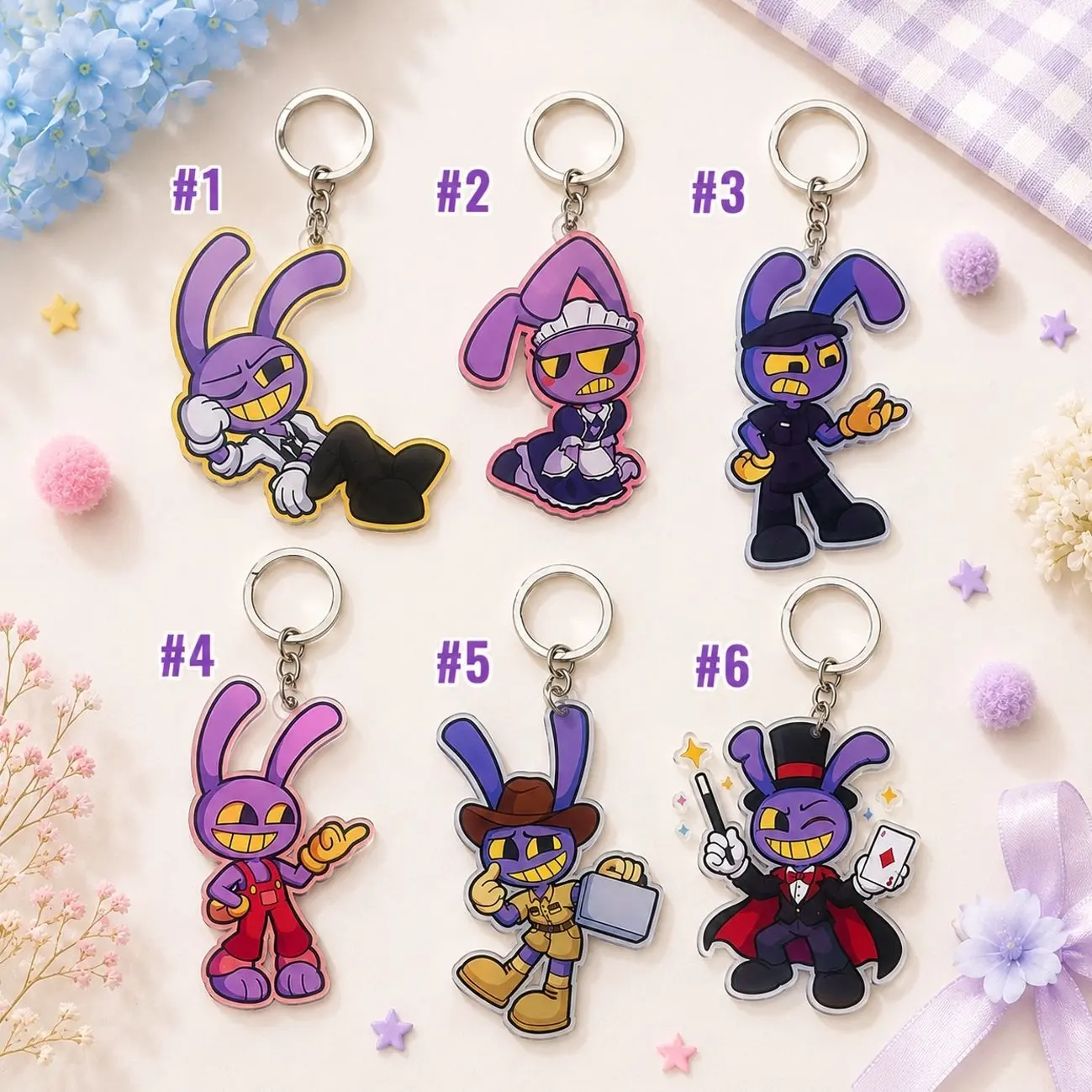 Gangle Outfit Keychain, Kawaii Character Key Ring, Cute Bag Charm, Fun Backpack Accessory, Collectible Gift