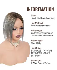 "100% Human Hair 3D Air Bangs Middle Part Clip-In Fringe Extensions, 7×11 Hand-Tied Hair Topper, Invisible T-Shape Secure Clips, Natural Seamless Look for Women 8-12 Inch "	