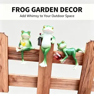 3 PCS Charming Resin Frog Sits On A Flowerpot for Balcony Garden Decor Seasonal Whimsical Designs Perfect for Flower Pots