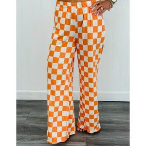 Orange/White Checkered Knit Pants (Reg. and Plus)
