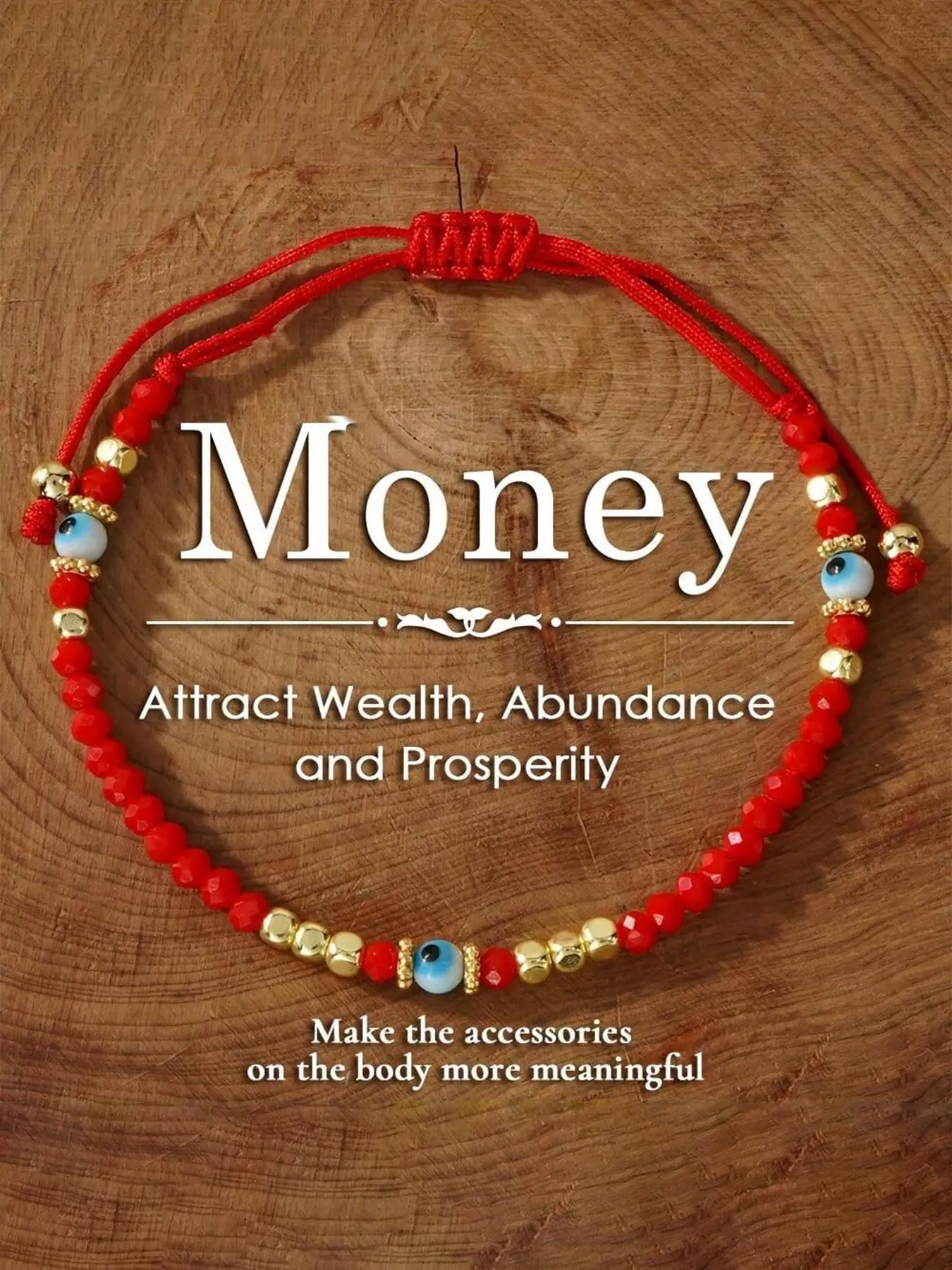 1 pc Boho Red Crystal Beaded Bracelet With Gold Accents And Blue Evil Eye - Attracts Wealth, Money Attraction, Lucky Bracelet, Ideal Gift For Friends And Family, Elegant Vintage Style, All Season Charm, Jewelry Bracelet Design, Charm Bracelets