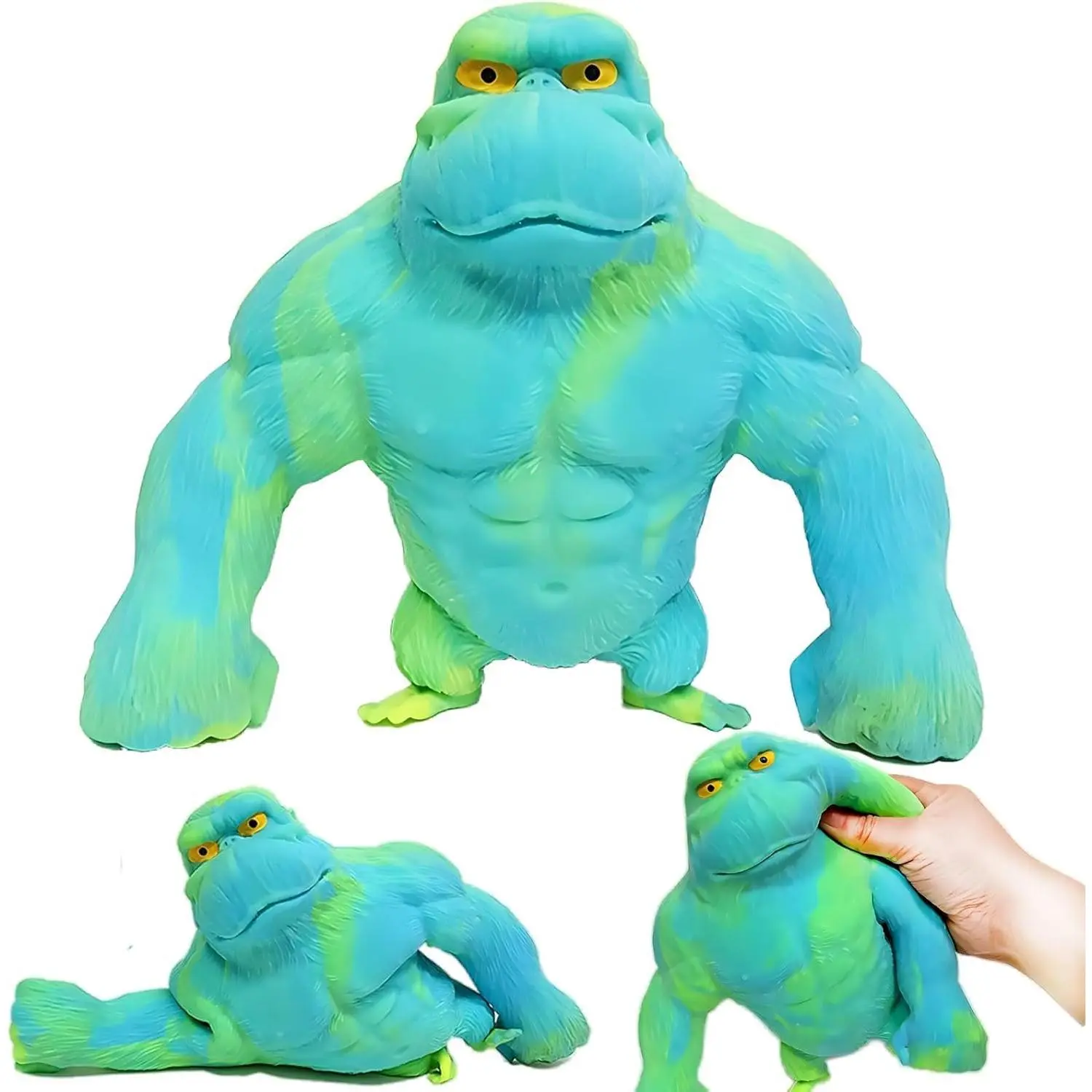 Squishy Monkey Fidget Toy, Stretchy Glue-Sand Filled Rubber Gorilla, Squishy & Perfect to Squeeze for Stress Relief, Ideal Easter Birthday Party Favors Gift for Kids Adults