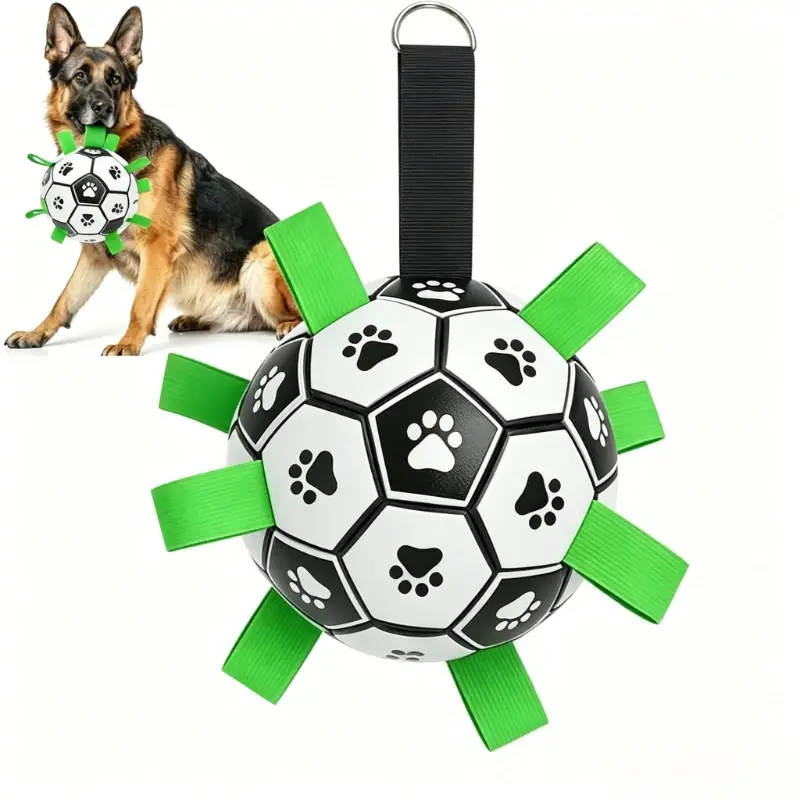 Interactive Dog Soccer Ball, Bite Resistant Pet Football for Small Dogs & Puppies, Squeaky Training Toy for Indoor Outdoor Play