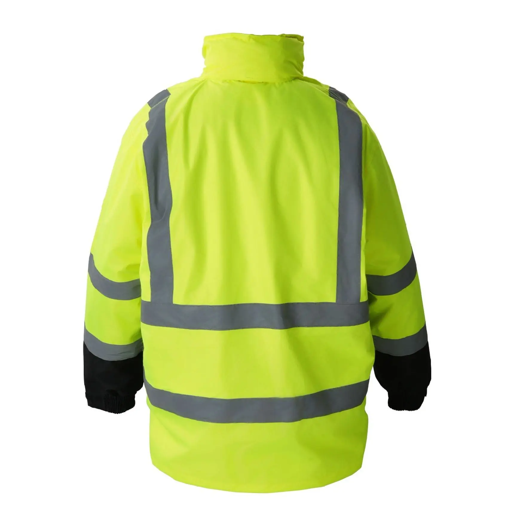 High Visibility Safety Jacket, Waterproof Reflective Hoodie, ANSI Class 3 Work Coat, Hi Vis Yellow/Black, Men Women, L Reflective Safety Jacket