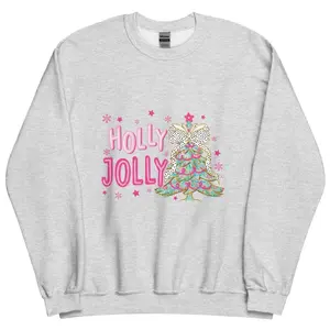 Colorful Glitter Holly Jolly Shirt/ Sweatshirt/Hoodie, Vintage Retro Crewneck, Gift For Girlfriend, Cotton, Print Tee Sweater Classic Soft
